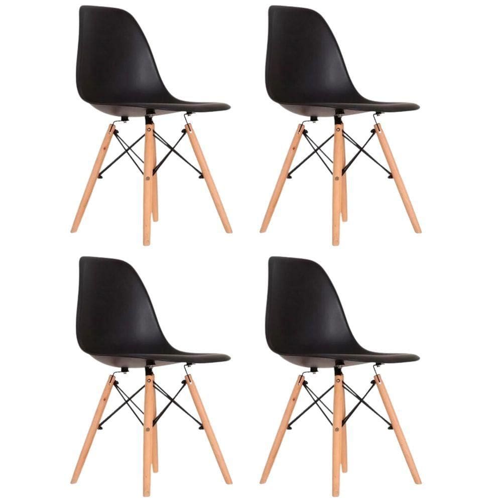 Conjunto 4 Cadeiras Eames Eiffel Dkr Movescan Preta