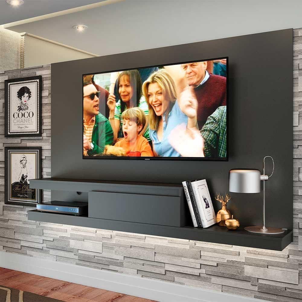 Painel Home de Tv com Gaveta 3 Prateleiras 134,4cm Grafite