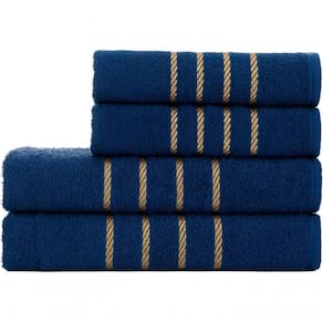 Jogo De Toalha 2 Banho + 2 Rosto Montreal 100% Algodão Alta Absorção - Azul Marinho