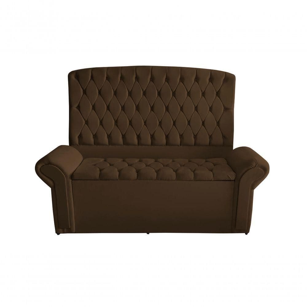 Kit Dubaí Cabeceira De Cama Box Casal E Recamier Baú 140 Cm Suede Marrom Eli Móveis