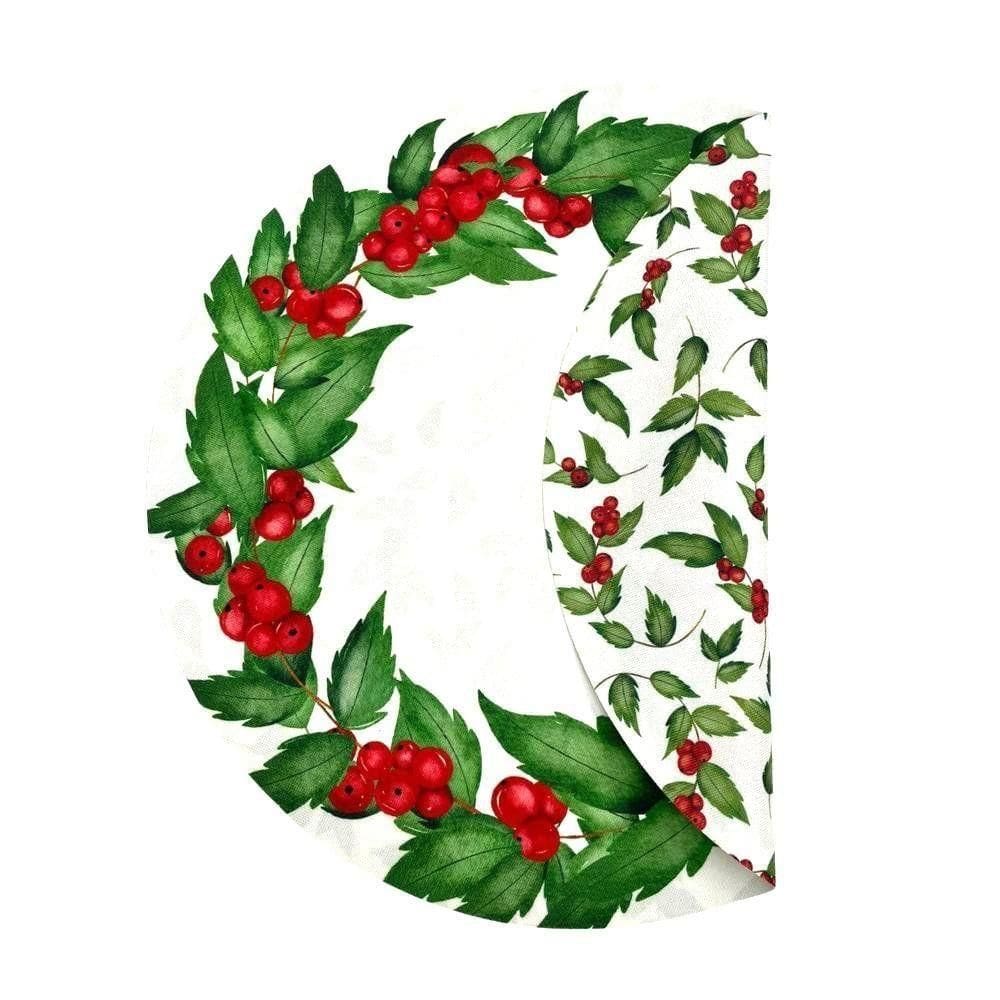 Lugar Americano Dupla Face Redondo Acqua Chrsitmas Flowers 40cm
