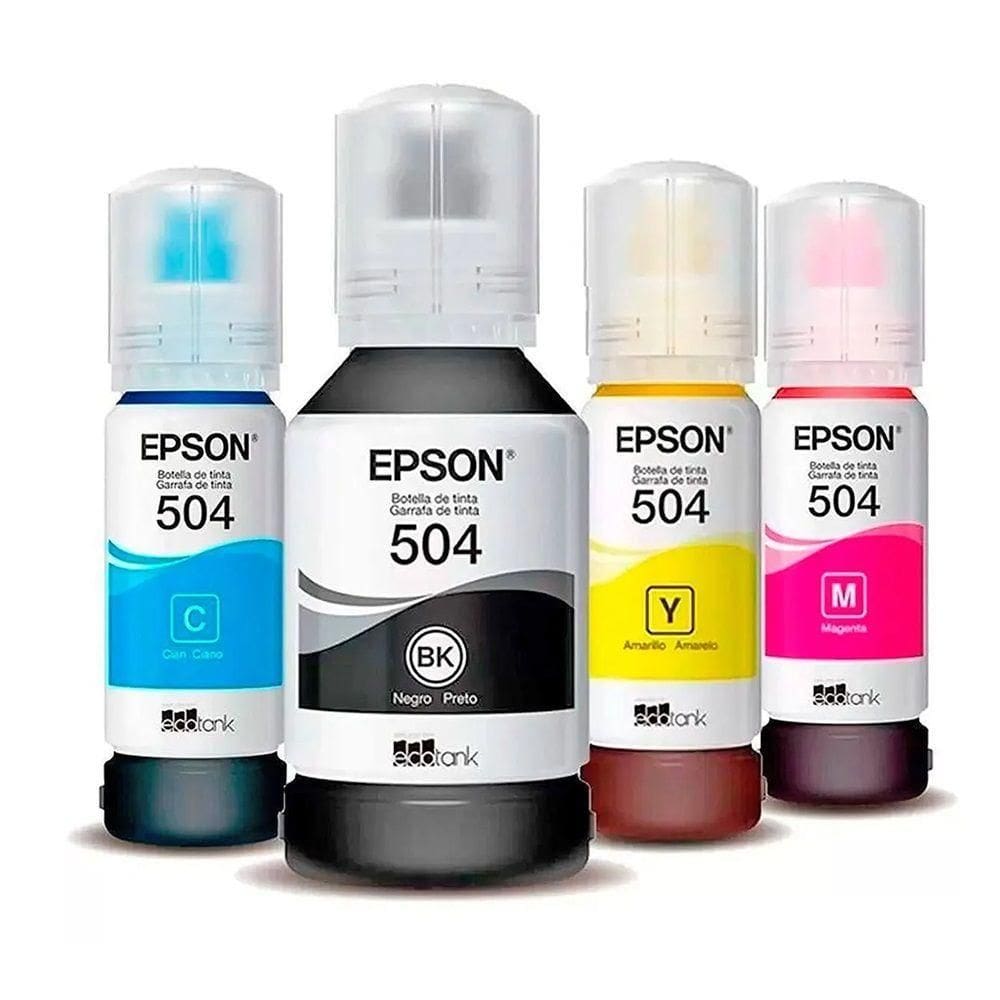 Kit 4 Cores Tinta 504 T504 Epson  Para L4150 L4160 L4260 L6161 L6191 L6270