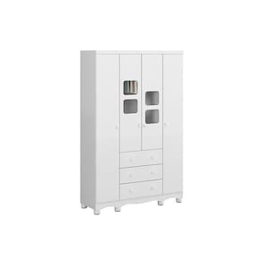 Guarda Roupa Infantil Uli c/ 4 Portas e 3 Gavetas Branco - Peroba