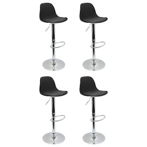 Conjunto 4 Banquetas Joly Eames Base Giratória Cromada Movescan Preta