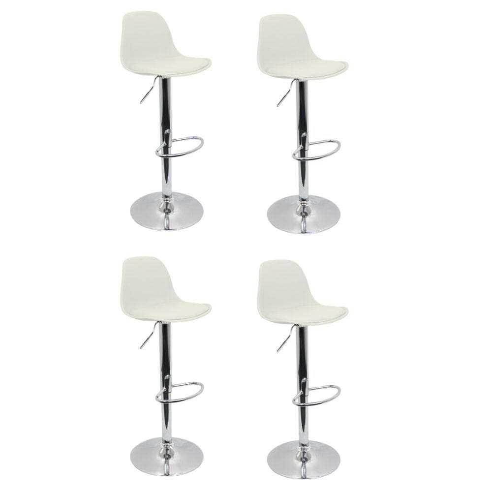 Conjunto 4 Banquetas Joly Eames Base Giratória Cromada Movescan Branca