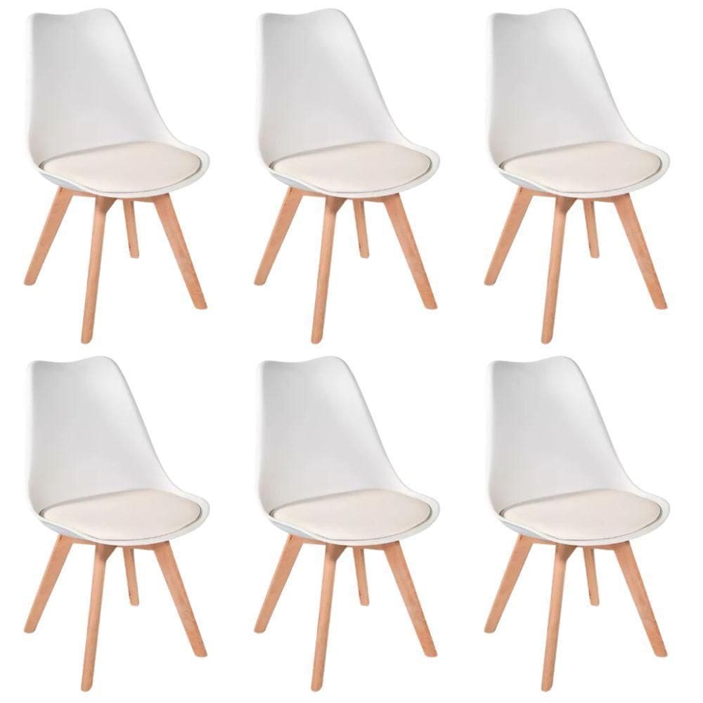 Conjunto 6 Cadeiras Eames Leda Estofadas Movescan Branco