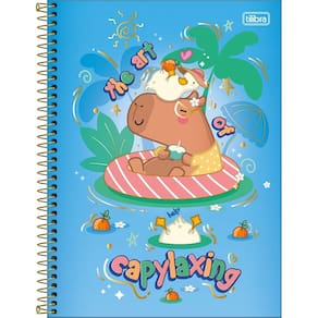 Caderno Espiral Capa Dura Universitário 1 Matéria Capyclub Capivara 80 Folhas Tilibra