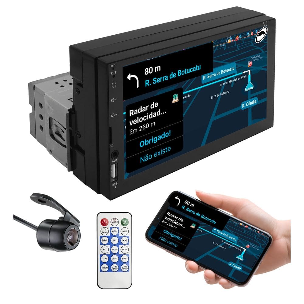 Multimídia H-tech HT-2730CA Carcaça 1 Din Tela 7” Android Auto Car Play + Câmera Ré