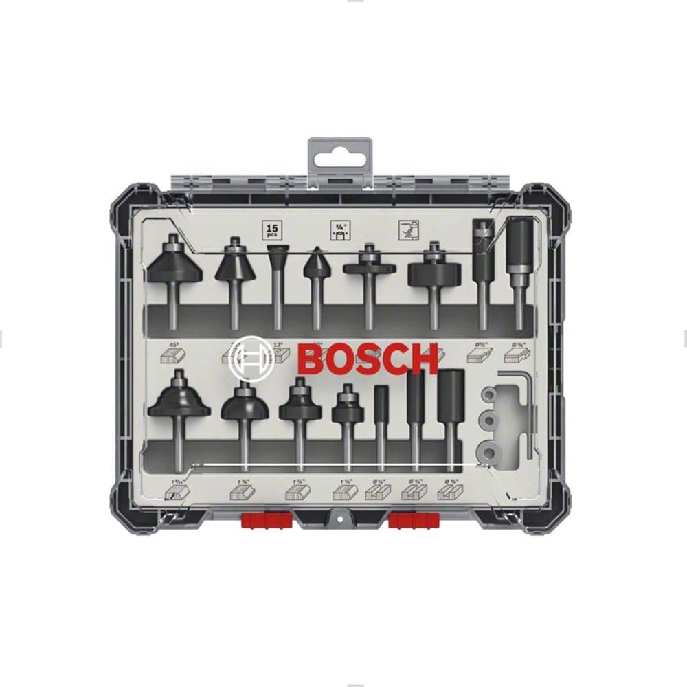 Jogo De Fresas Mista Para Madeira 1/4” 15 Peças Bosch