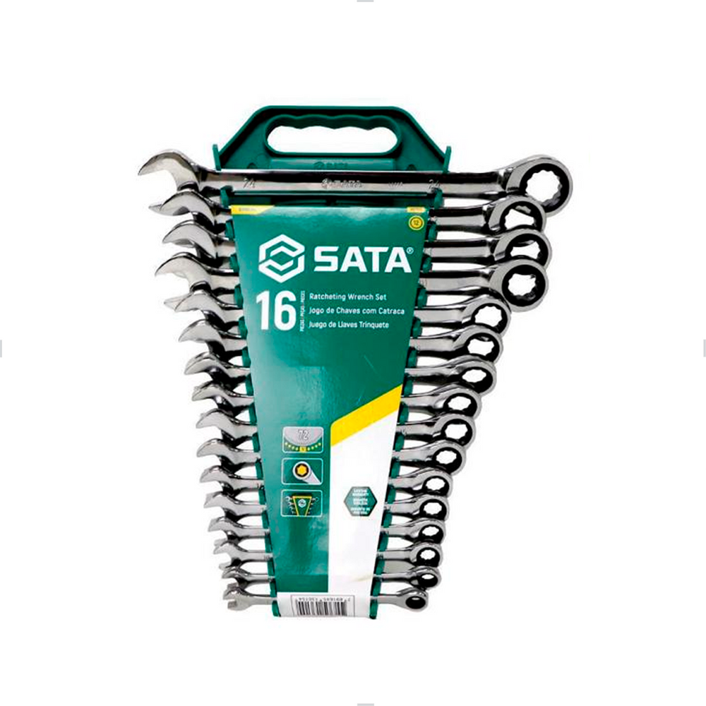 Jogo de Chave Combinada Com Catraca 8 A 24mm 16 Peças Sata