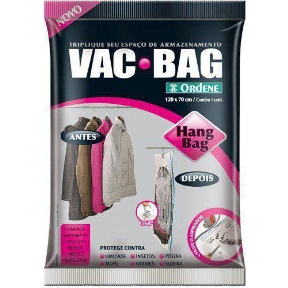 Saco A Vácuo Com Cabide Roupas- Vac Hang Bag 70 X 120 Ordene