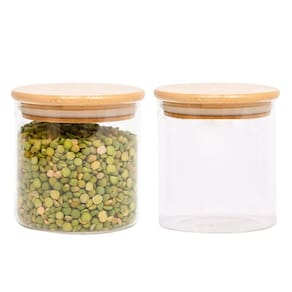 Kit 2 Potes Porta Mantimento Hermético Vidro Borossilicato Redondo Tampa Bambu 800ml - Lehaví