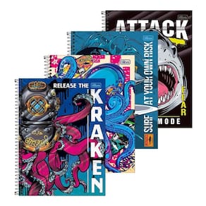 Caderno Espiral Universitário Tilibra 4-Fun Capa Dura | 1 Matéria 80 Folhas - Embalagem com 4 Unidades