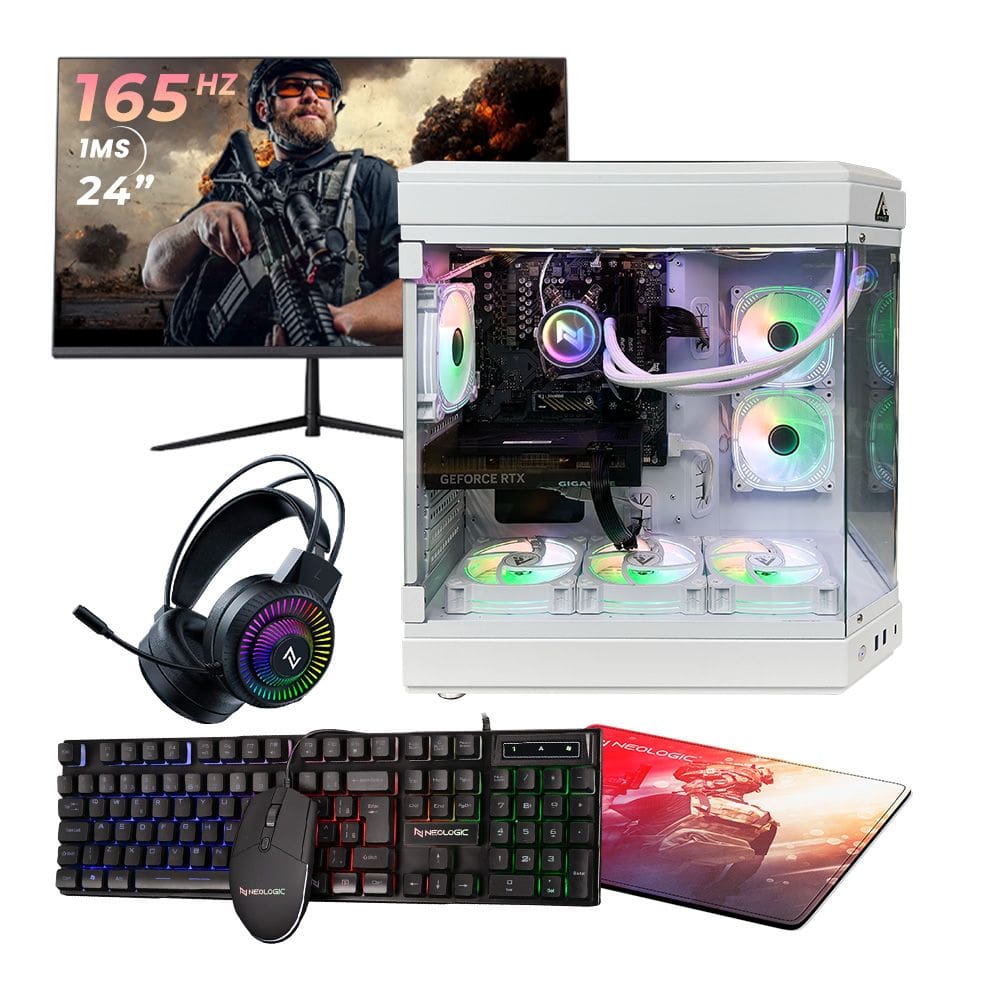 Pc Gamer Completo Ryzen 5 5500 16Gb 3200Mhz (Rtx 4060 8Gb) B550m Ssd 480Gb M.2 600W 80 Plus Monitor 24 165Hz Nli88047