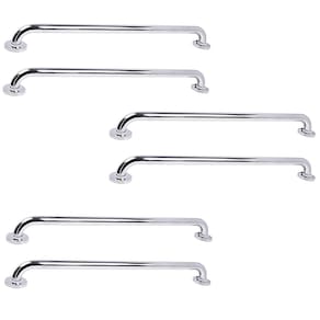 Barra de Apoio 70cm Inox Kit 6 Unidades Banheiro Box Gestante Idoso Criança Deficiente Suporte Segurança Proteçao Resistente