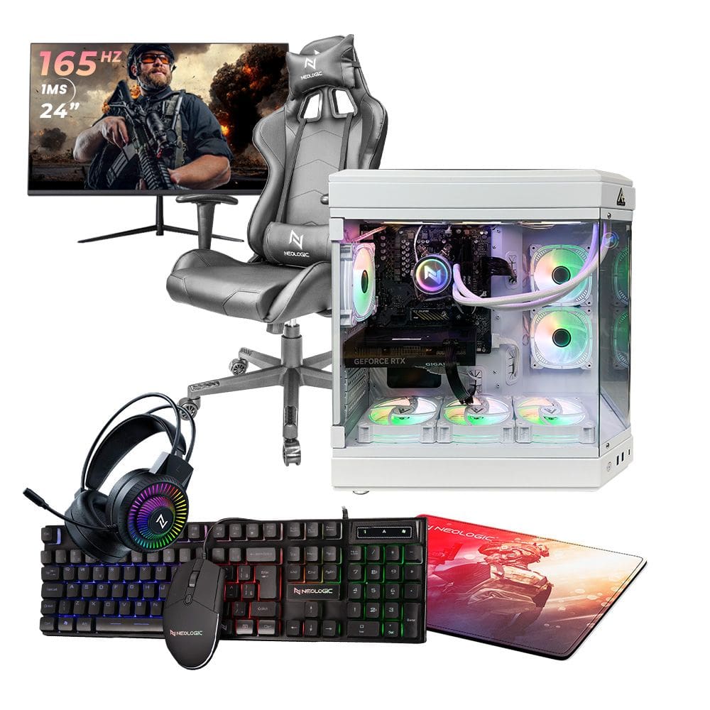 Pc Gamer Completo Ryzen 5 5500 16Gb 3200Mhz (Rtx 4060 8Gb) Ssd 480Gb M.2 600W 80 Plus Monitor 24 165Hz Cadeira Nli88048