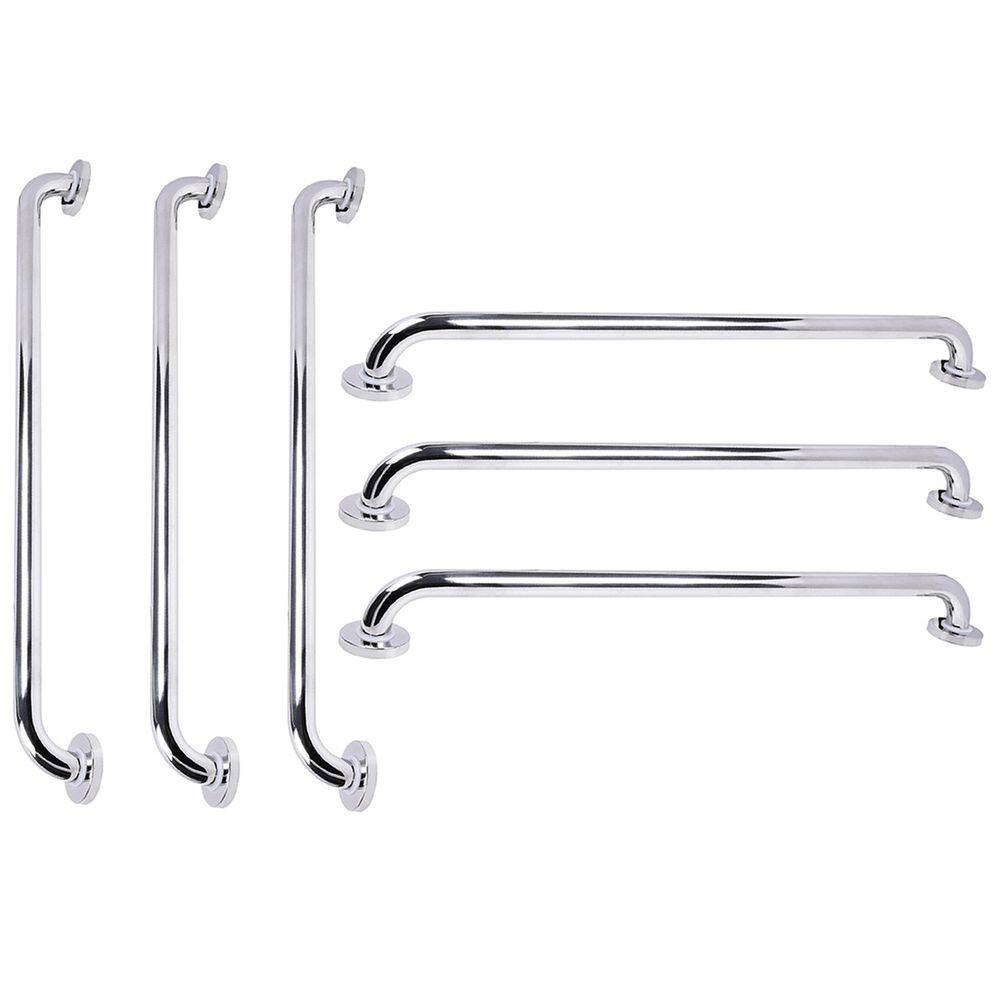 Barra de Apoio Inox Kit 6 Unidades Banheiro Box Suporte Gestante Idoso Criança Corrimao Acessibilidade Corrimao Escada Segurança Proteçao