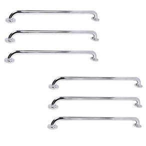 Barra de Apoio 70cm Inox Kit 6 Unidades Suporte Gestante Idoso Deficiente Acessibilidade Banheiro Box Resistente Evita Acidente