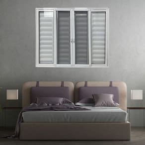 Janela Veneziana 6 Folhas com Tela Mosqueteira Linha 25 Branco 100x200 Branco