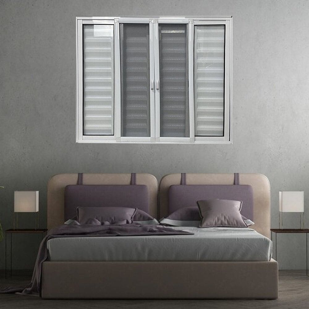 Janela Veneziana 6 Folhas com Tela Mosqueteira Linha 25 Branco 100x150 Branco