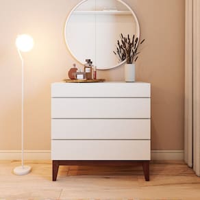 Cômoda 4 Gavetas em Madeira e Mdf Fresh Branco Gelo/Imbuia