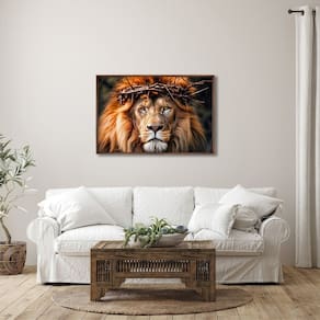 Quadro Decorativo Religioso Leão de Judah com 1 Tela Cm ou Cm de Parede para Sala Hall Igreja 60cm X Marrom