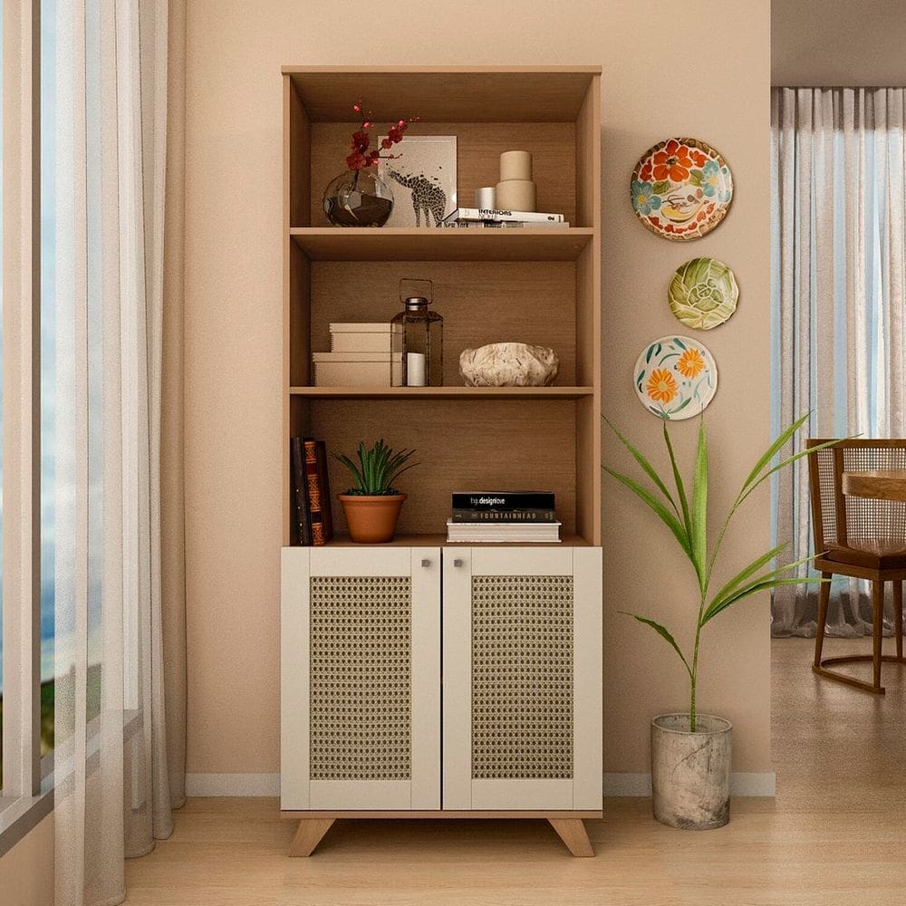 Estante Multiuso para Livros e Decoração Trama Cinamomo/ Off White