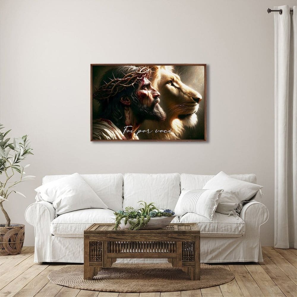 Quadro Decorativo Religioso Jesus Foi Por Você com 1 Tela cm de Parede para Sala Quarto Hall 60cm x Marrom
