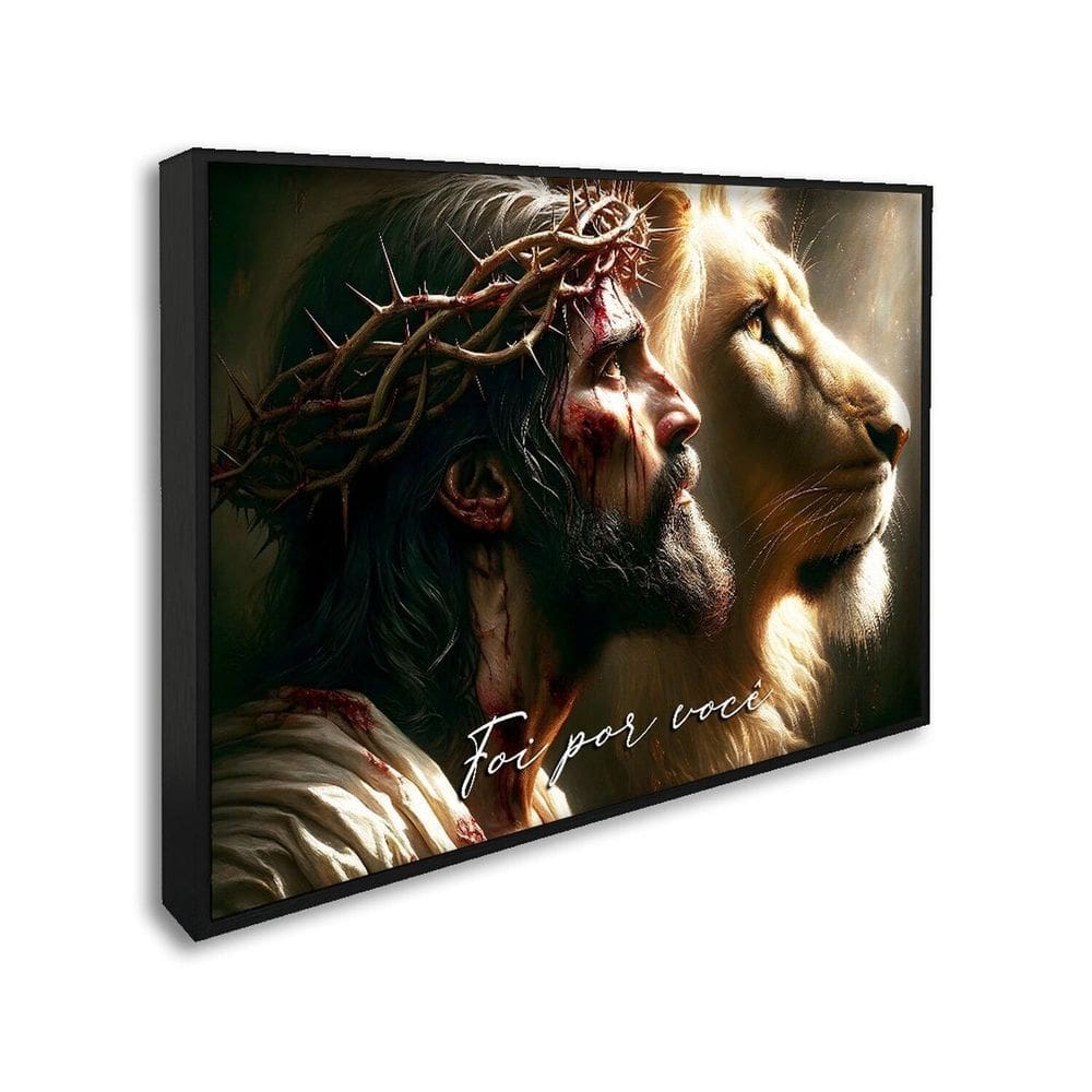 Quadro Decorativo Religioso Jesus Foi Por Você com 1 Tela cm de Parede para Sala Quarto Hall 60cm x Preto