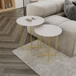 Conjunto Mesa de Canto Rome 57cm X 45cm X 45cm FENDY / DOURADO