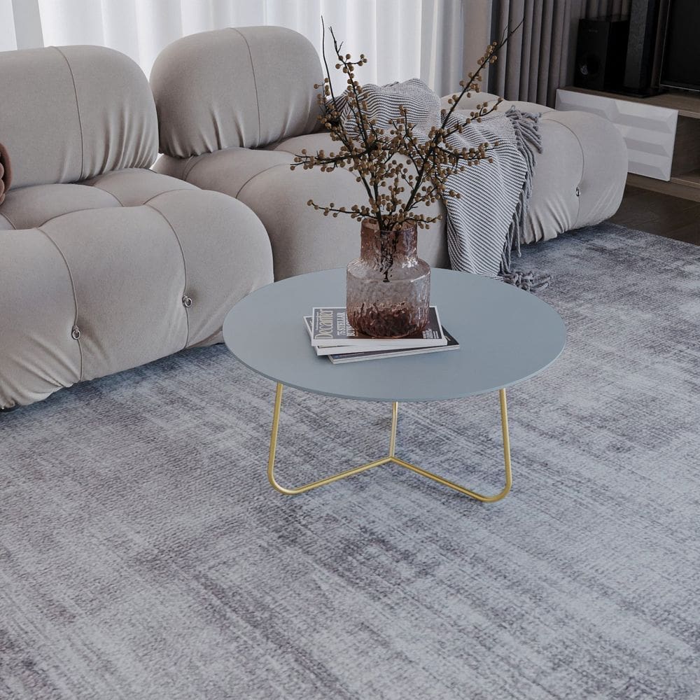 Mesa de Centro Trude Redonda 30cm X 67cm X 67cm Cristal/Dourado