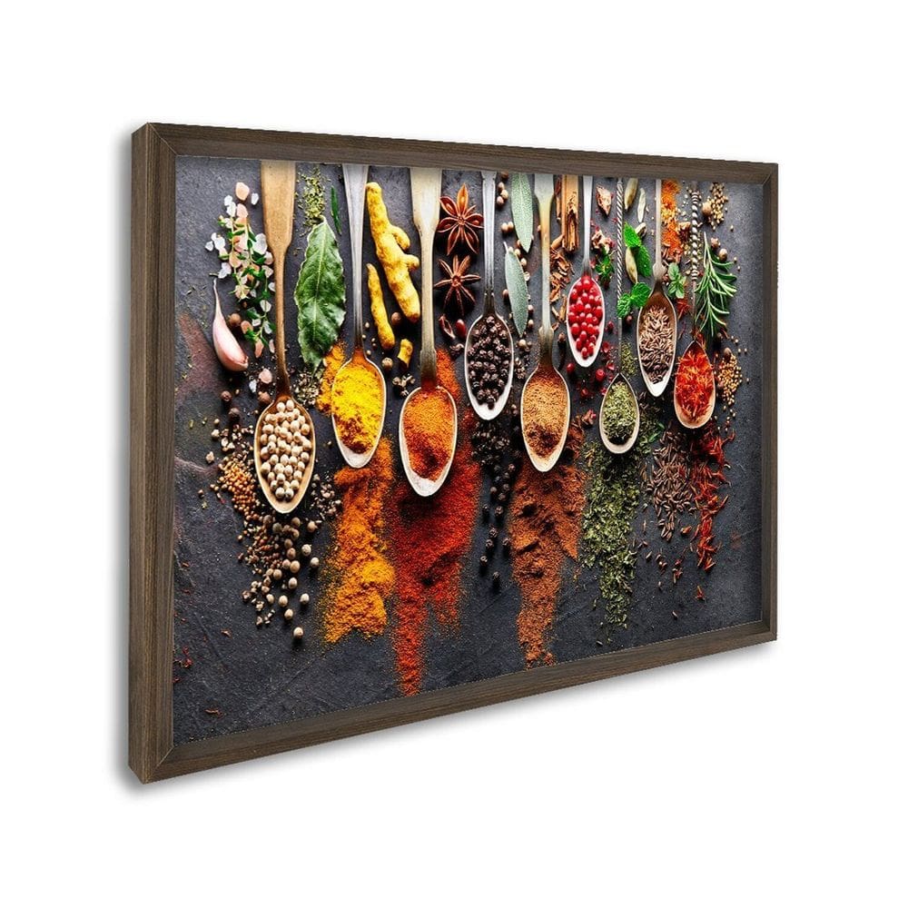 Quadro Decorativo Gastronomia Temperos com 1 Tela Cm ou Cm de Parede para Sala Cozinha Hall 60cm X 9 Marrom