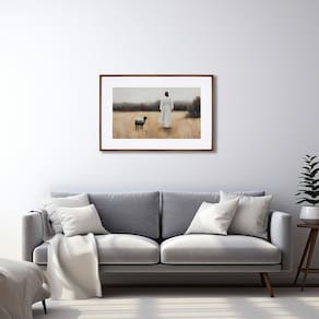 Quadro Decorativo Religioso Cordeiro de Deus com 1 Tela Cm ou Cmde Parede para Sala Quarto Hall 60cm Marrom