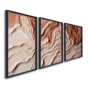 Quadro Decorativo Modelo Barro com 3 Telas para Sala, Casa de Praia, Lavabo 60cm X 90cm Preto