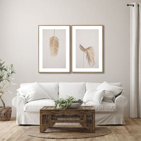 Quadro Decorativo Modelo Pena Dourada com 2 Telas para Sala, Quarto, Escritório 60cm X 90cm Preto