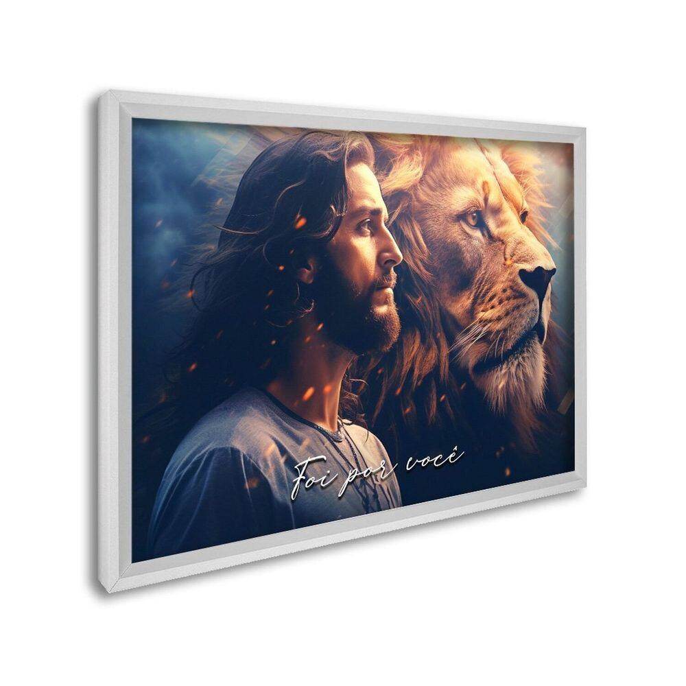 Quadro Decorativo Religioso Foi por Você Azul com 1 Tela cm de Parede para Escritório Banheiro Hall Branco