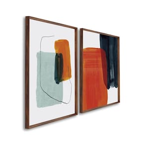 Quadro Decorativo Formas Abstratas com 2 Telas de Parede para Sala Quarto Escritório 60cm X 90cm Marrom