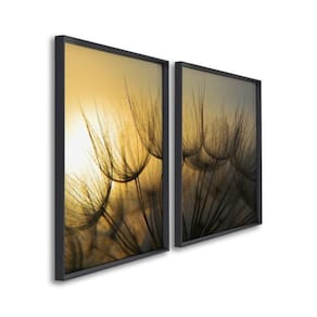 Quadro Decorativo Sol e Dentes de Leão com 2 Telas para Sala, Casa de Praia, Lavabo 60cm X 90cm Preto