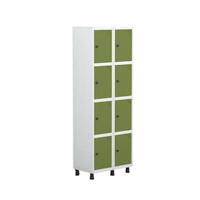 Armário Locker Roupeiro 8 Portas Aço Grp 502/8 Branco/Verde Miró