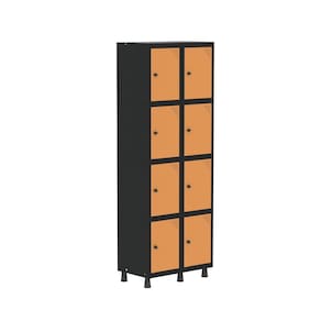 Armário Locker Roupeiro 8 Portas Aço Grp 502/8 Preto/Laranja picasso