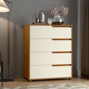 Cômoda em Mdf com 4 Gavetas 80cm X 104cm X 45cm Monet Marrom / Champanhe