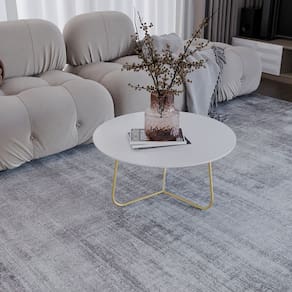 Mesa de Centro Trude Redonda 30cm X 67cm X 67cm Branco/ Dourado