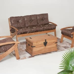 Baú Decorativo Multiuso Corona 51,5cm X 91,5cm X 46cm Cera Envelhecido