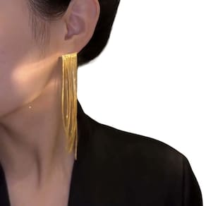Brincos Feminino Luxo Festas Casamento Franja Dourado