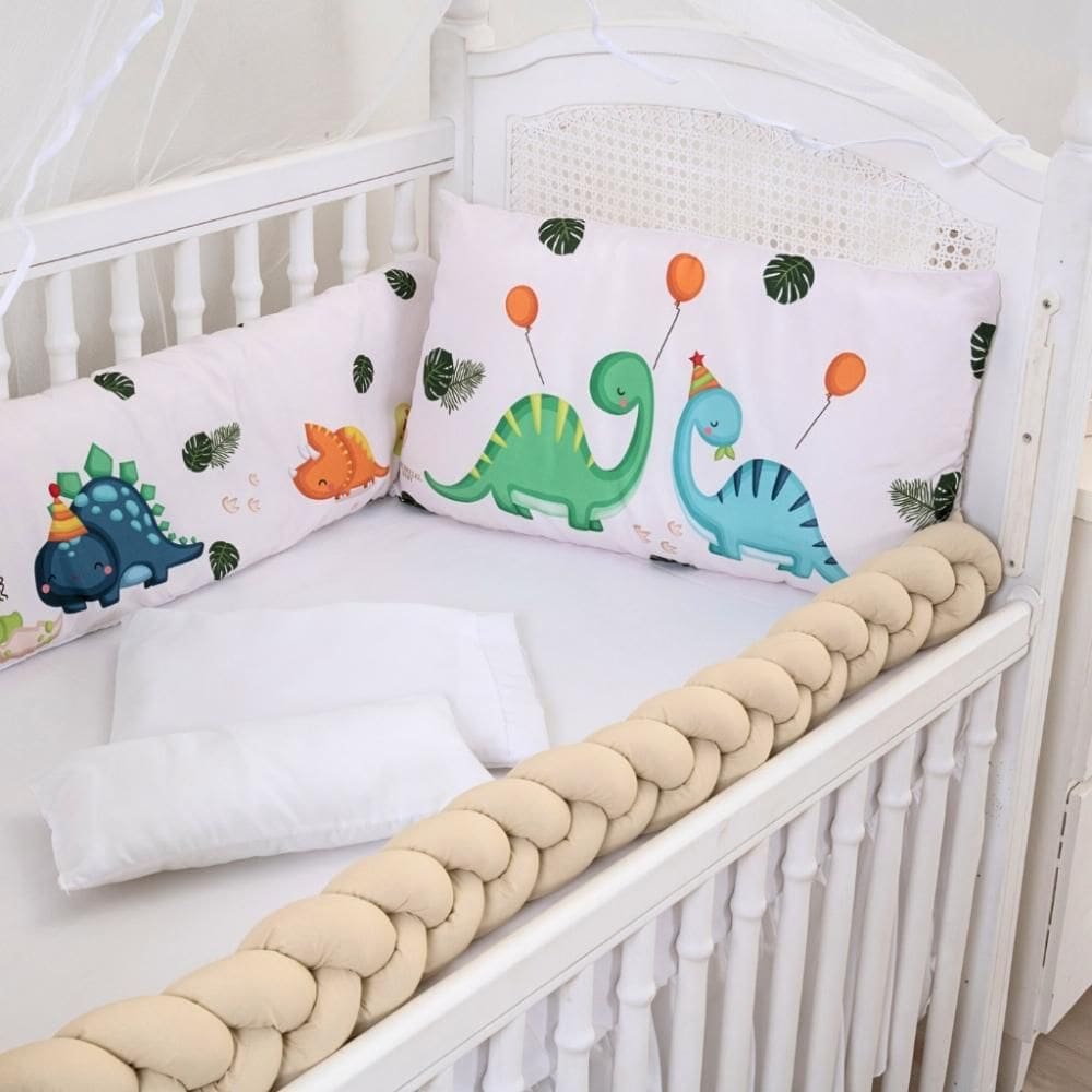 Kit de Berço 9 Peças Americano Baby Amor Dino em Festa Caqui