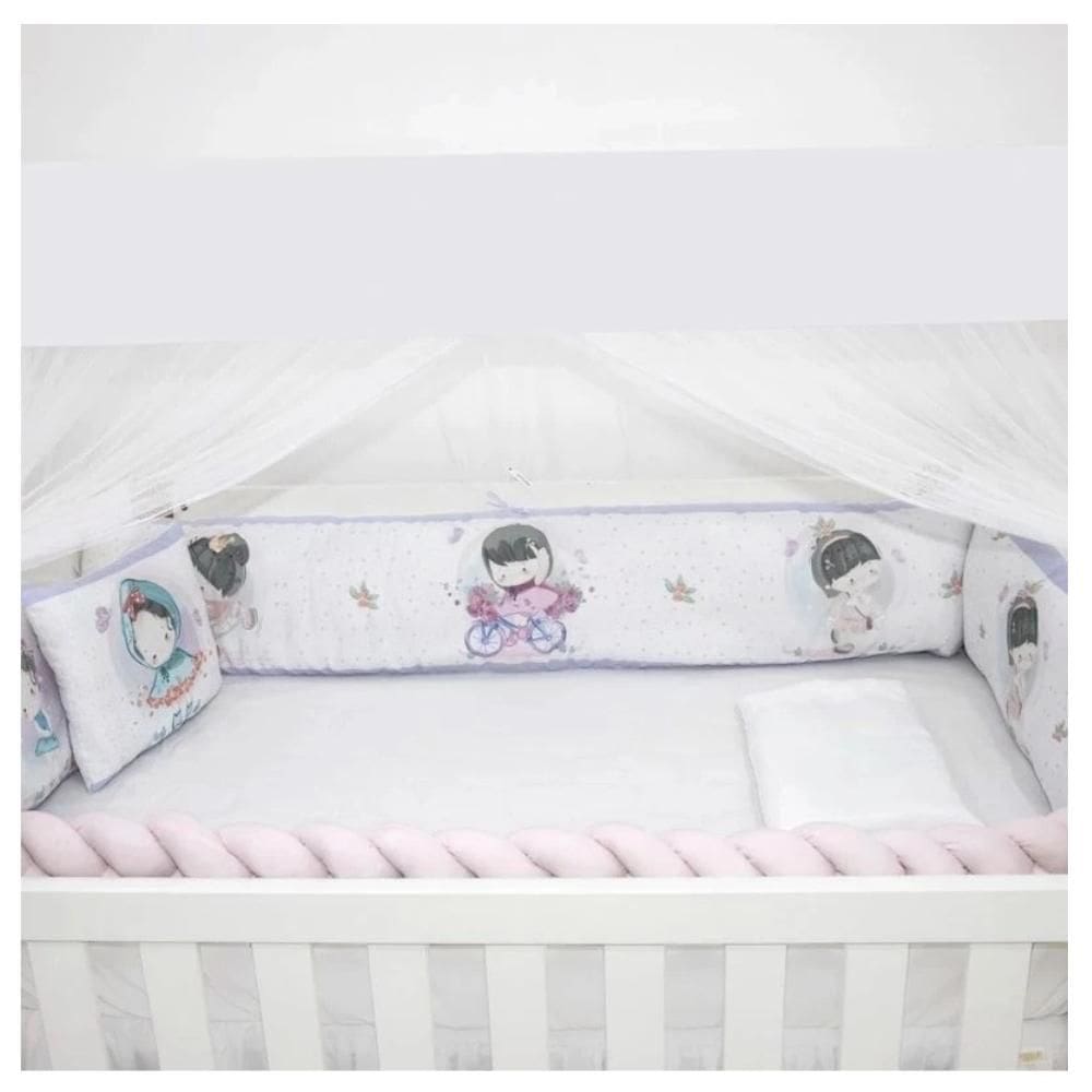 Kit para Berço 09 Peças Americano Baby Amor Menininha Rosa