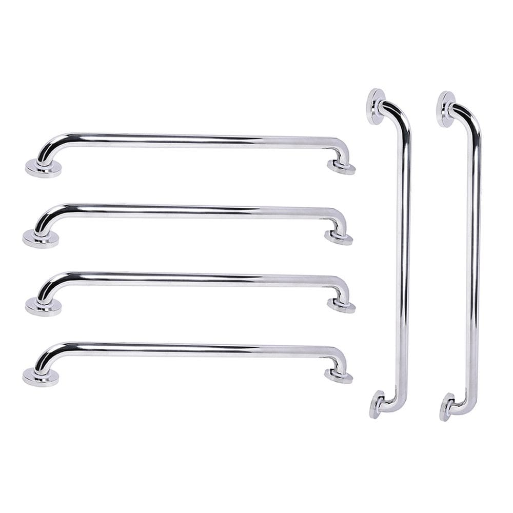 Barra de Apoio 70cm Inox Kit 6 Unidades Criança Idoso Acessibilidade Gestante Deficiente Banheiro Box Casa Segurança Corrimao Suporte Proteçao
