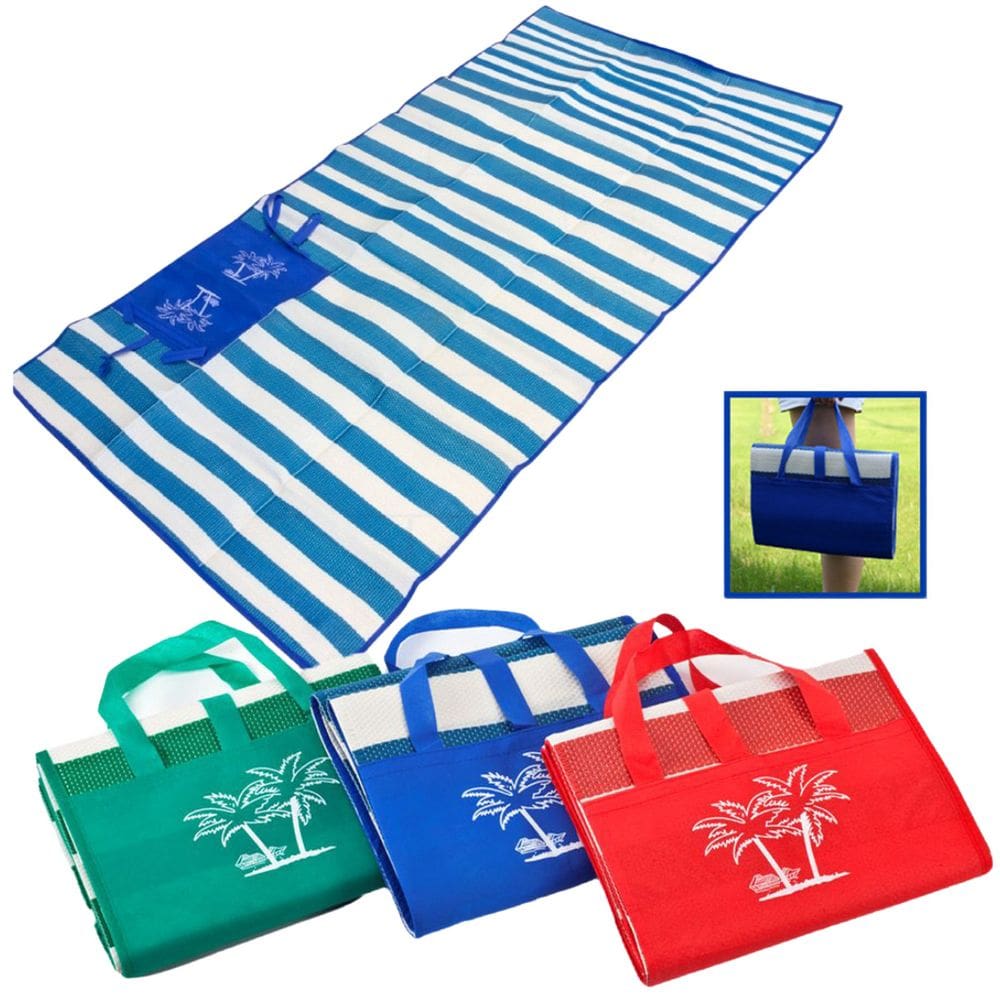 Esteira de Praia Dobrável com Bolsa - Tapete de Palha Sintética e Nylon Impermeável