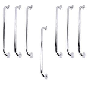 Barra de Apoio 70cm Inox Kit 7 Unidades Banheiro Box Gestante Idoso Criança Deficiente Proteçao Resistente Corrimao Suporte Segurança