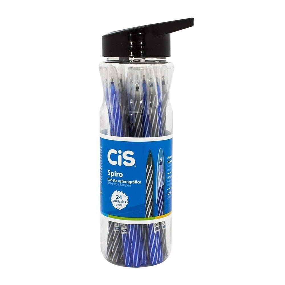 Caneta Cis Esferográfica Spiro 0,7mm Azul/Preto - Embalagem com 24 Unidades